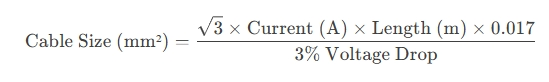 welding cable size calculate