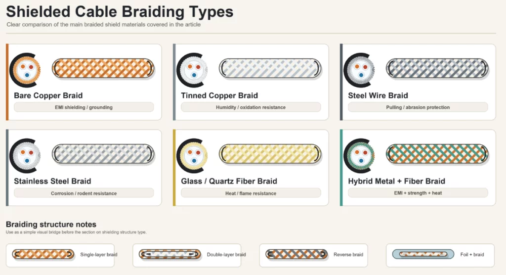 shielded cable braiding types